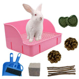 MUYG 12Pcs Rabbit Litter Box for Cage, Bunny Potty Trainer Corner Guinea Pig Plastic Square Grate Toilet Pet Bedding Litter Box for Small Animal Ferret Hamster Hedgehog (Pink)