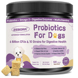 Probiotics for Dogs – 6 Billion CFUs & 10 Strains with Prebiotics, Omega-3, Digestive Enzymes & Multivitamins, Dog Probiotics for Digestive Health, Immune Support, Skin & Coat, 120 Duck Flavor Chews