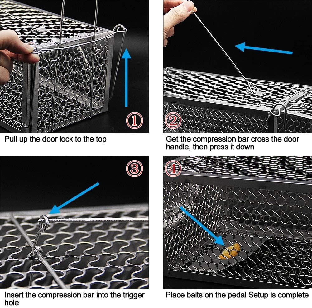 2PACK Live Humane Cage Mouse Trap Rat Catch Control Bait Hunting Survival for Indoor and Outdoor,Small Rodent Animal-Mice Voles Hamsters Cage (4.5x11x5.8 inch)