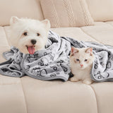 Luciphia 1 Pack 3 Blankets Fluffy Premium Fleece Pet Blanket Flannel Paw Printed Throw for Dog Cat Grey Paw Large(41"x31",Pack of 3)