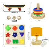 Bird Toys for Parakeets,5pcs Parrot Toys Set (Include Basketball Hop,Skateboard,Stacking,Parrot Wooden Block Puzzles,Small Sepak Takraw) Parakeet Toys for Bird Training Toys