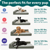 Furhaven Orthopedic Dog Bed for Large Dogs w/ Removable Bolsters & Washable Cover, For Dogs Up to 95 lbs - Plush & Almond Print L Shaped Chaise - Blue Almonds, Jumbo/XL