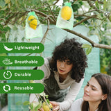 Toolifer 100 Pcs Fruit Protection Bags, 8''×12'' Vegetable Protection Bags Fruit Netting Bags with Drawstring, Fruit Tree Fruit Cover Bags Reusable Netting Bird Pest Barrier Bags for Garden Orchard