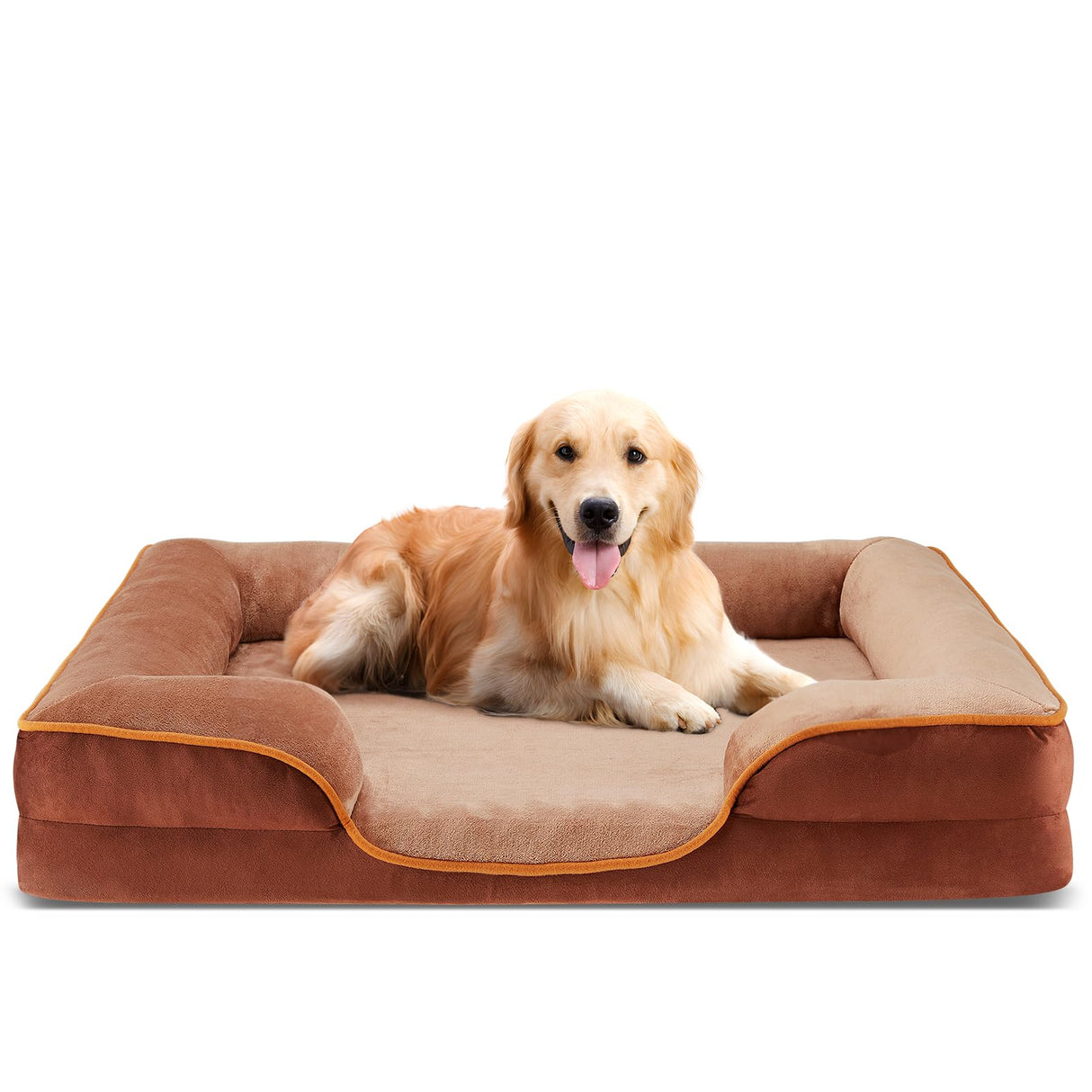 DUMOS Dog Beds, Orthopedic Medium Large Dog Bed, Machine Washable with Memory Foam, Waterproof Comfort Pet Beds with Sides, 42x32 Inch Medium Sized Brown