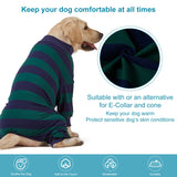 LovinPet Large Dog Pajamas Bodysuit, Lightweight Stretchy Knit Pullover Dog Onesie, Pet Pajamas for Dogs, Green and Black Stripe Print Dog Shirt, UV Protection, Stop Shedding for Dogs, Pet PJ's, 2XL