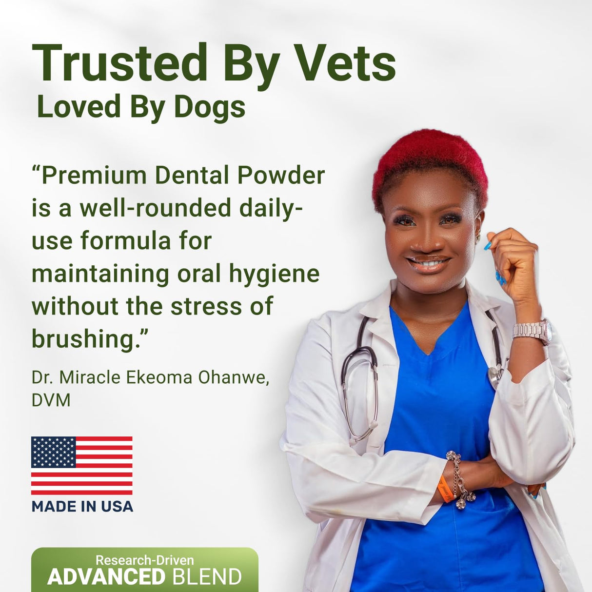 WuffWell Dog Teeth Cleaning Powder with Probiotics – Dog Dental Care for Plaque & Tartar Remover – Effective Dog's Teeth Care & Oral Hygiene for Fresh Breath – USA Made Dental Powder for Dogs Teeth