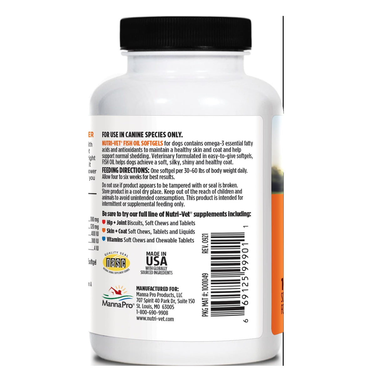 Nutri-Vet Fish Oil Supplement for Dogs, Omega 3, Fish Oil for Dogs, Pet Supplies, Pet Vitamins and Supplements, EPA DHA Formula, Puppy Vitamins, Shed Control, New Puppy Essentials, 100 Count