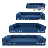Furhaven Cooling Gel Dog Bed for Medium/Small Dogs w/ Removable Bolsters & Washable Cover, For Dogs Up to 35 lbs - Quilted Sofa - Navy (Blue), Medium