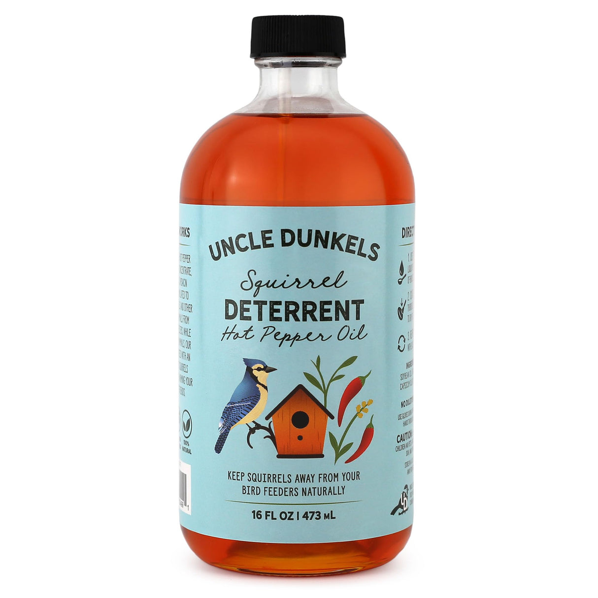 Uncle Dunkels Spicy Hot Pepper Squirrel Deterrent (16 fl Oz) – All-Natural, Food-Grade Hot Pepper Bird Seed Coating, Repels Squirrels, Safe for Birds, Made in USA