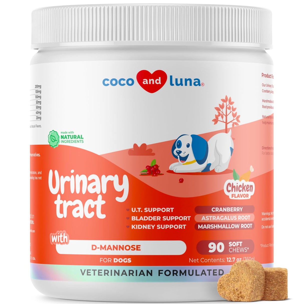 Cranberry for Dogs - 90 Soft Chews - Urinary Tract Support, Bladder Health, Dog UTI, Bladder Stones, Incontinence Support (Soft Chews)