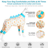 LovinPet Big Dog Jammies, Large Dog Pajamas, Anti Licking Shirt Lightweight Coral Peach Print, UV Protection Shirt, Easy to Wear Adorable Dog Onesie,Blue, Medium