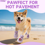 Dog Shoes,Non-Slip Waterproof Sandals for Hot Pavement, Breathable Perforated Boots,Adjustable Straps Dog Rain Booties for Summer Beach and Rainy Day(Purple,#4)