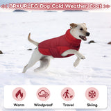 BRKURLEG Dog Winter Coat with Harness Built in, Warm Jacket for Small Medium and Large Dogs, Windproof Turtleneck Fleece Dogs Snowsuit with Hook & Loop, Reflective Christmas Dog Jacket, Red M