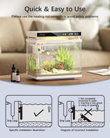 Small Aquarium Fish Tank Heater: URUQ 25W Submersible Aquarium Heater Adjustable Temperature Ultra-Low Water Level for Betta Fish Starter Kit - Under 5 Gallon Mini Aquarium