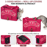 Dog Purse Carrier for Small Dogs, Cats and Puppies – Soft-Sided Foldable Pet Travel Bag with Multi Pockets, 3-Sided Mesh & Rollable Cover for Nervous Cats, Fits Pets up to 15 lbs (Berry Red)