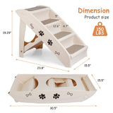 20" H 4-Step Dog Stairs for Small Dogs and Cats, Non-Slip Dog Steps for High Beds, Couch, Sofa, Sturdy Pet Steps (Tan)