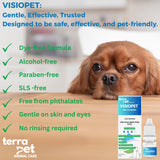 TERRAPET Visiopet Pet Eye Drops - Eye Drops for Dogs and Cats Vet-Recommended Dog Eye Infection Treatment to Soothe Infection Allergy,Relieve Dry Eyes Pink Eyes, Pet Tear Stain Cleaner 1/8 oz /5 ml