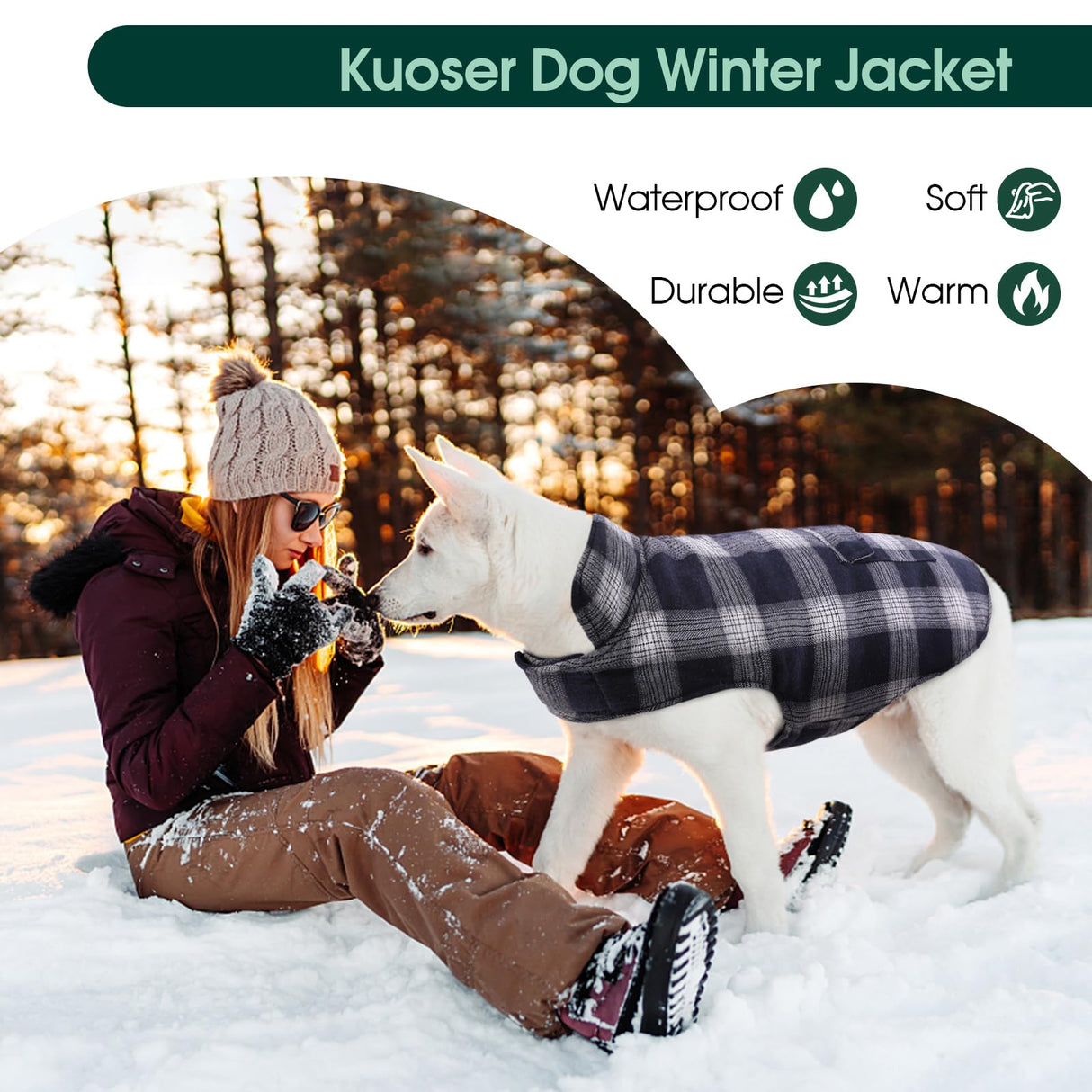 Kuoser Dog Winter Coat, Reversible Dog Jacket, Warm Doggie Coat British Style Puppy Cold Weather Vest, Windproof Pet Clothes Vest for Small Dogs, Blue S