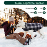 Kuoser Dog Winter Coat, Reversible Dog Jacket, Warm Doggie Coat British Style Puppy Cold Weather Vest, Windproof Pet Clothes Vest for Small Dogs, Blue S