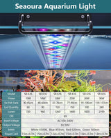 SEAOURA Led Aquarium Light for Plants-Full Spectrum Fish Tank Light with Timer Auto On/Off, 12-18 Inch, Adjustable Brightness, White Blue Red Green Pink LEDs with Extendable Brackets for Freshwater