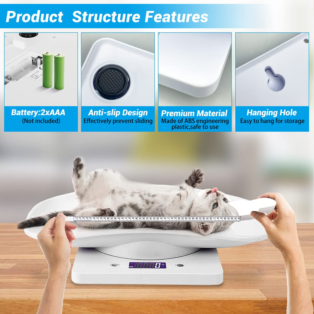 Digital Pet Scale,Puppy Scales for Weighing,Digital Small Animals Scales for Weighing,Whelping Supplies,Kitten Scale,Baby Scales for Small Dog Cat Crawl Pet,Capacity up to 33 lb