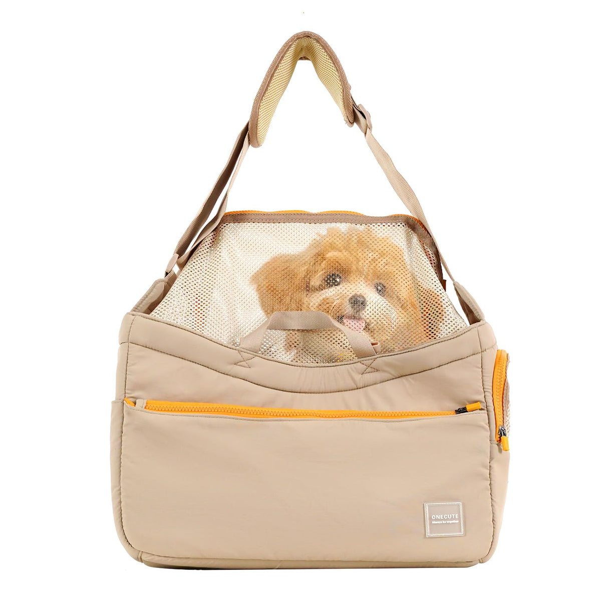 ONECUTE Soft and Comfortable Pet Carrier and Business Backpack with Strong Support - Ideal for Business, Travel, and Outings with Small Dogs and Cats (Kahki,15.7" L x 5.5" W x 9.8" H，up to 16lbs