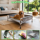Makerfire Elevated Dog Bed, Raised Dog Sofa Bed for Medium Dogs, Detachable Cooling Indoor/Outdoor Pet Cot with Non-Slip Feet, Polyester Cotton (33''L x 26.5''W x 11.6''H)