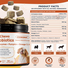 Load image into Gallery viewer, Probiotics for Dogs, Dog Probiotics for Digestive Health, Plus Pumpkin and Fish Oil, for Gut &amp; Itchy, 120 Soft Chews
