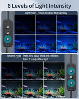 Pawfly Aquarium LED Light for 18 to 24 Inch Fish Tanks Extendable Fish Tank Light with Full Spectrum Brilliant White Blue Red Lights with Daytime & Night Modes and Adjustable Brightness