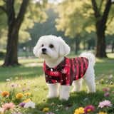 Wiryuouvt Snowflake Plaid Dog Christmas Outfit Dog Shirts Collared Polo T-Shirts for Small Medium Dogs Cats Boy Girl Cozy Lightweight Puppy Clothes for Small Dogs Boy Girl Christmas Party Photo Event