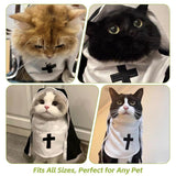 MANON ROSA Cat Costume Nun Dress- Funny Halloween Cloak Outfit for Small Medium Dogs, Cosplay Apparel for Photoshoots Parties Social Media, Adorable Pet Clothing (XL(Rec wt.23-33lbs))