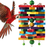 ERKOON Extra Large Bird Parrot Toys for Macaws, African Grey, Amazon Parrots Multicolored Natural Wooden Blocks Parrot Chewing Toy Bird Cage Bite Toy