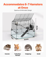 VEVOR Hamster Cage, 360° Viewing Transparent Hamster Habitats, Small Animal Cage, 22.8 x 15 x 21.3 in, Ventilated Pet Mouse Cages with Water Bottle, Portable Hamster House for Rats, Guinea Pigs