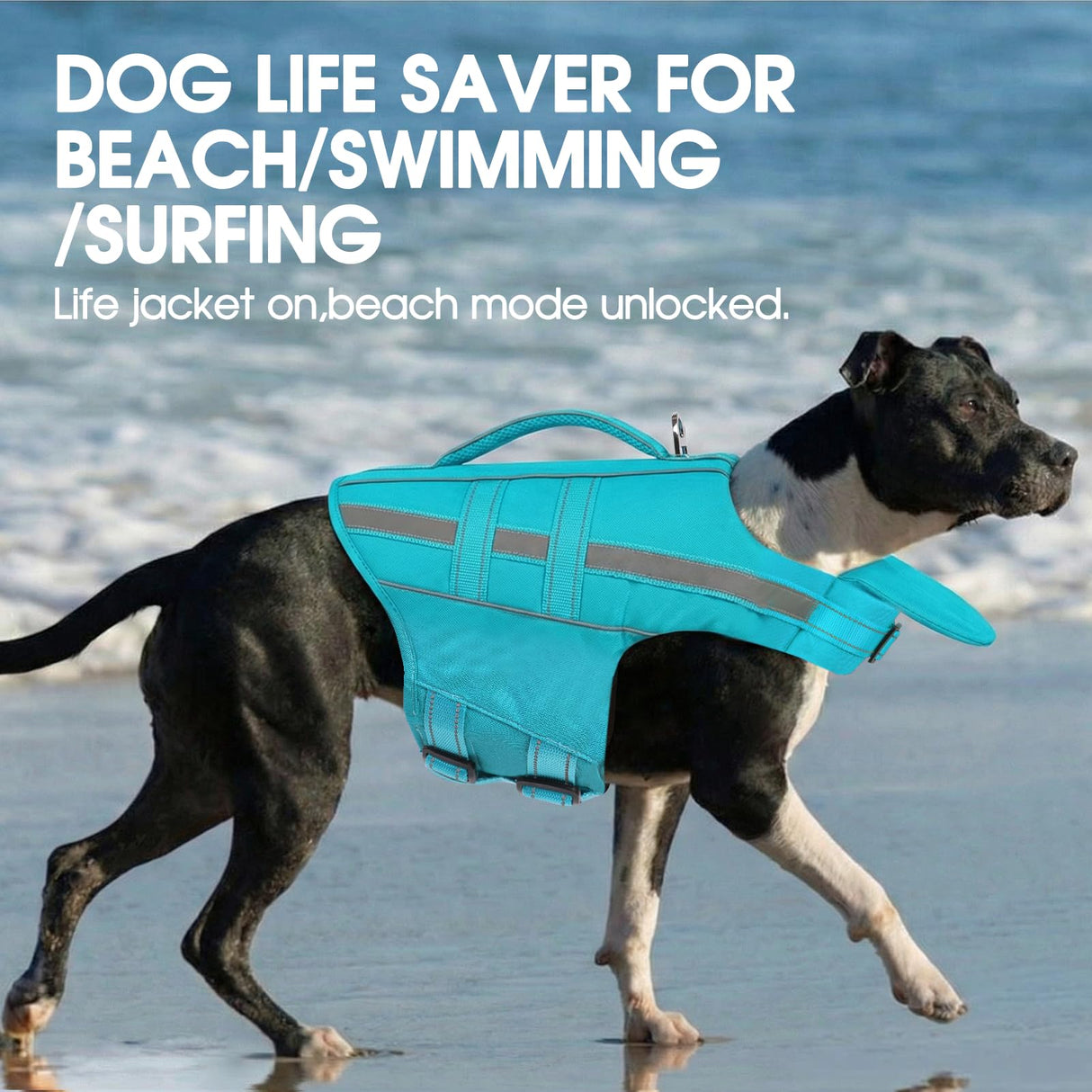 Dog Life Jacket Dog Life Vest for Swimming Boating with Detachable Front Chin Float High Buoyancy Pool Lifesaver Adjustable Reflective Ripstop Pet Preserver with Rescue Handle(Turquoise, XL)
