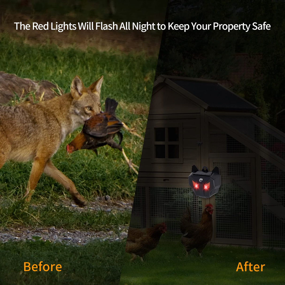 YARDefense Solar Nocturnal Animal Repeller Predator Control Light Coyote Repellent Devices with Bright LED Strobe Lights 4 Pack Deer Skunk Raccoon Repellent for Garden Yard Farm Chicken Coop