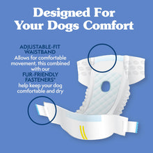 Load image into Gallery viewer, Simple Solution Disposable Dog Diapers, Female Dog Diapers, Puppy Potty Training, Incontinence and Heat Cycle Protection, Large Diapers for Dogs, 18-27 Inch Waist, 30 Count
