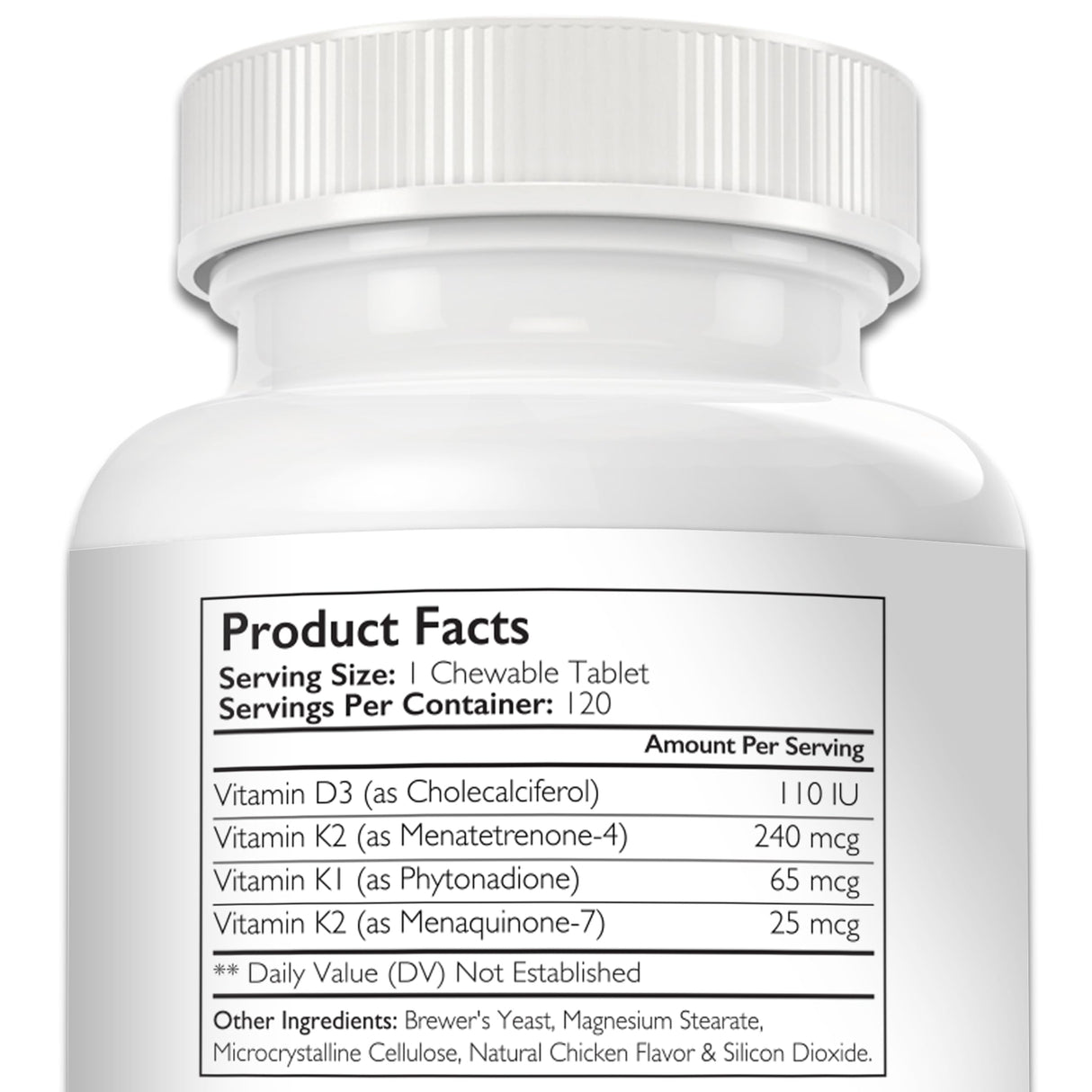 Nutrition Strength Vitamin K for Dogs, Vitamins K1 & K2 (MK4 & MK7) + Vitamin D3, Help Maintain Strong Bones, Promote Healthy Heart, Boost Immune System, Support Muscle Function, 120 Chewable Tablets