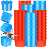 100 Pcs Cage Cups Chicken Feeder Cup 8 oz Hanging Bird Food Water Bowl Coop Bunny Cage Feeding Dish Game Fowl Supply for Poultry Pet Parrot Parakeet Rabbit Parakeet Pigeon(Red, Blue)