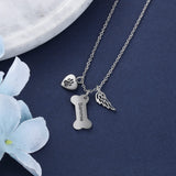 ALBERTBAND Dog Necklace for Women Personalized Dog Paw Charm Pendant Necklace -Dog Bone Memorial Necklace Custom Name Necklace Mom Gifts for Your Lover Pet