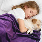 BoxZone Waterproof Dog Blanket for Couch – Double Sided Washable Cat Puppy Blanket, Durable Furniture Protector for Dogs and Cats, Purple White L(60×50)"