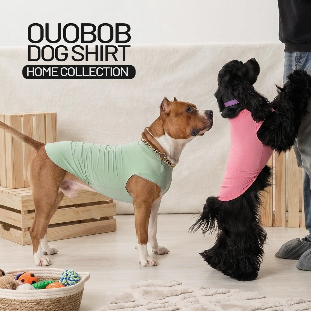 OUOBOB 2-Pack Dog Shirts, Breathable Dog Cooling Vest, Sleeveless Summer Tank Tops, Lightweight Stretchy Vest for Medium Large Extra Large Dogs - (Pink Green) M