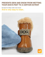 Winter Dog Boots & Paw Protectors: Outdoor Anti-Slip Dog Snow Shoes, Dog Booties Provide Warmth to Dogs Paws from Ice and Snow, Rubber Sole PU Leather Faux Fleece-Lined, Light Brown Dog Shoes Size 2