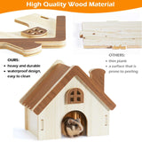 Wooden Hamster Platform and Dwarf Hamster House, Hamster Cage Platform With Climbing Ladder, Cute Syrian Hamster Hideout, Hamster Cage Accessories Platform for Putting Food Bowl, Hamster Gerbil Castle