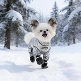 Dog Winter Coat with Attached Boots, Waterproof Insulated Quilted Full Body Suit for Small Medium Dogs, Reflective Puppy Snow Outfit for Outdoor Walking (S)