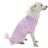 Blueberry Pet Back to School 2-Pack Custom Personalized Prep School Style Dog Polo w/Embroidered Name| Cotton Outfit for Small Pets in Pastel Pink + Blue, Back Length 16 inch