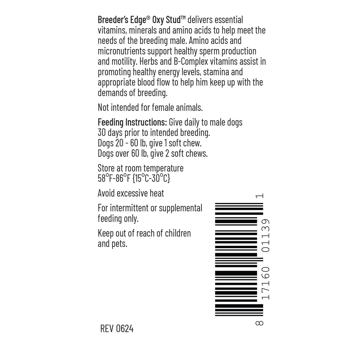 Breeder’s Edge Oxy Stud Male Supplement Multivitamin for Dogs & Cats, Helps Support Breeding, Fertility and Nutritional Needs Specific to Male Reproductive Health, Soft Chews - 60ct Medium & Large Dog