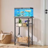 HOOBRO 10 Gallon Aquarium Stand, 3-Tier Fish Tank Stand with Storage, Reptile Turtle Tank Stand with Metal Frame, 20.5" L x 11" W , Greige BG52FT01