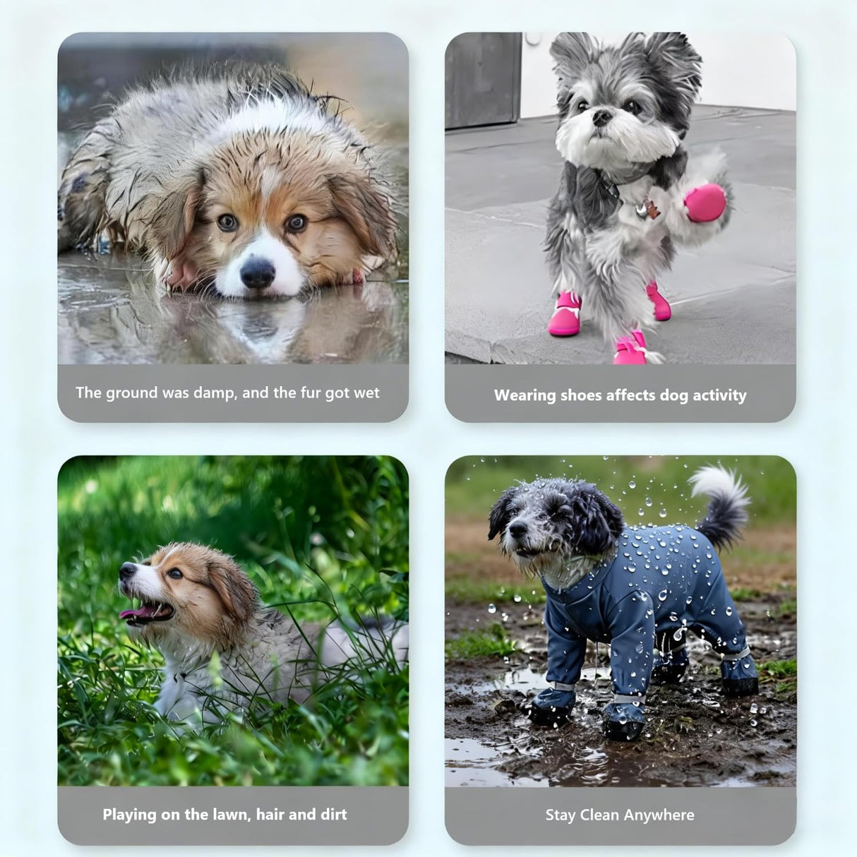 Mxinron Dog Rain Boots, Waterproof Dog Rain Shoes for All Weather, Anti Dirt Pants with Shoes, Adjustable Suspender Pants for Outdoor Walking & Paw Protectors