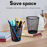 QYH Mesh Pencil Holder Metal Pen Cup Black for Desk, 6 Pack Office Desk Organizer for Business, School & Home