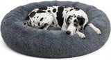 Active Pets Premium Large Donut Dog Bed, Fits Up to 100 lbs, Removable Cover & Washable Cushion, Plush Long Pile Faux Fur Fabric, Portable Dark Grey Pet Bed Furniture for Big Adult Canines & Cats